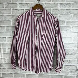 Vintage Gap Clothing 80s Style Burgundy Striped Double Pocket Top Womens MEDIUM